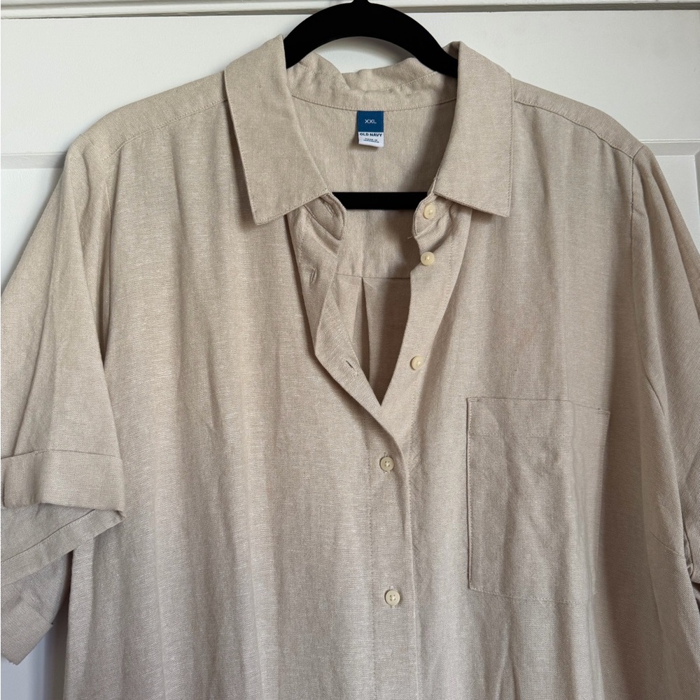 NWOT Linen-Blend Shirt Dress - Picture 4 of 5